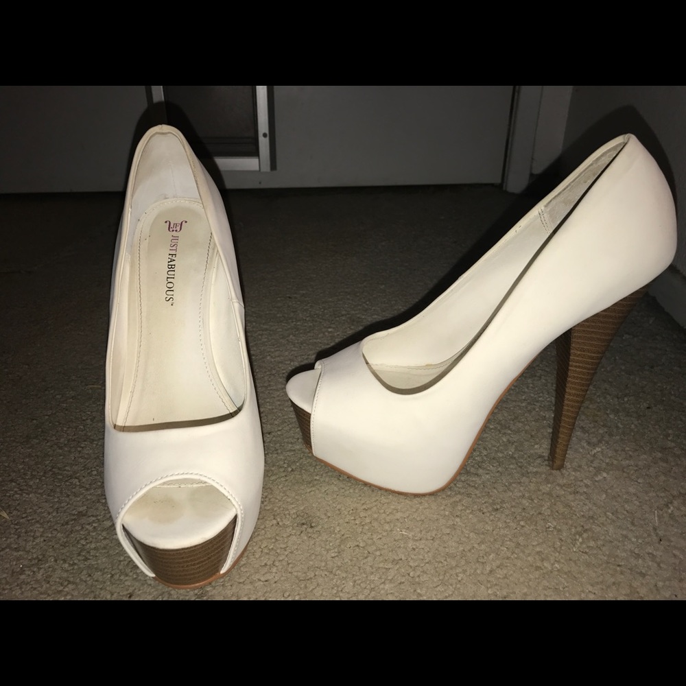 Justfab white heels